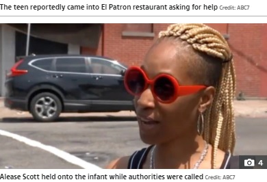 赤ちゃんが無事で何よりと語るアリーシさん（画像は『The US Sun　2021年5月21日付「TOT DUMPED Shocking moment New Jersey girl, 14, hands newborn baby to stranger in Mexican restaurant and flees」（Credit: ABC7）』のスクリーンショット）