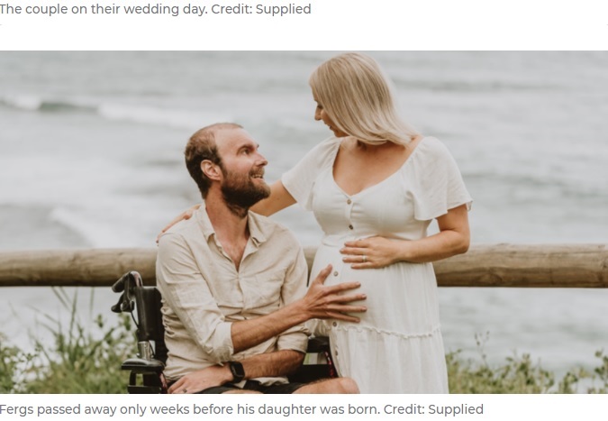娘の誕生を心待ちにしていた夫婦（画像は『7NEWS.com.au　2021年5月4日付「Pregnant NSW woman widowed by cancer only weeks before giving birth」（Credit: Supplied）』のスクリーンショット）