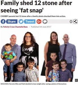 家族写真にショックを受け、夫婦でスリムに！（画像は『Daily Star　2017年6月5日付「Family shed 12 stone after seeing ‘fat snap’」（NC）』のスクリーンショット）