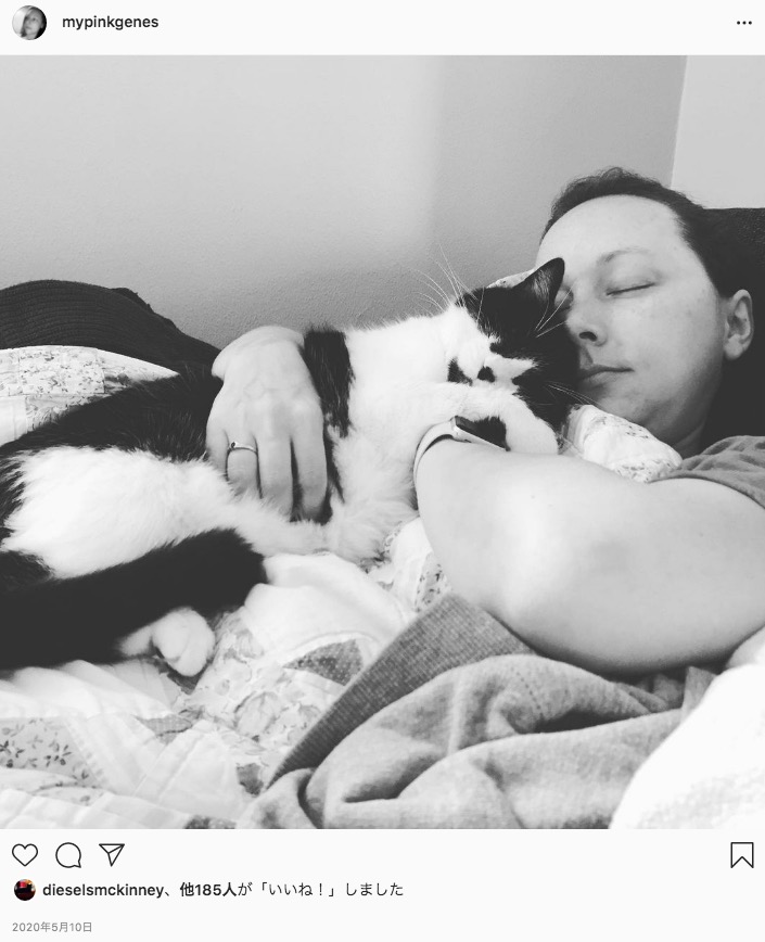 がんがあることを「猫が教えてくれた」と主張する女性（画像は『Stomachless_Kate　2020年5月10日付Instagram「It’s caturday every day in this house!」』のスクリーンショット）