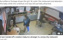 【海外発！Breaking News】へその緒ついた赤ちゃんを店の客に預けた14歳母　逃げる様子が監視カメラに（米）