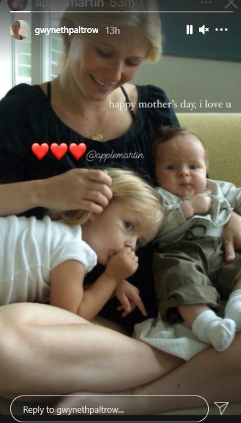 グウィネスと幼少時の子供達（画像は『Gwyneth Paltrow　2021年5月9日付Instagram』のスクリーンショット）