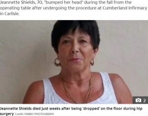 【海外発！Breaking News】手術直後、手術台から転落した70歳女性　6週間後に亡くなる（英）