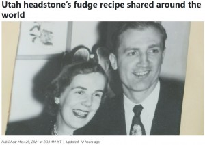 ウェイドさんを生涯愛したキャサリンさん（画像は『KKCO　2021年5月29日付「Utah headstone’s fudge recipe shared around the world」』のスクリーンショット）