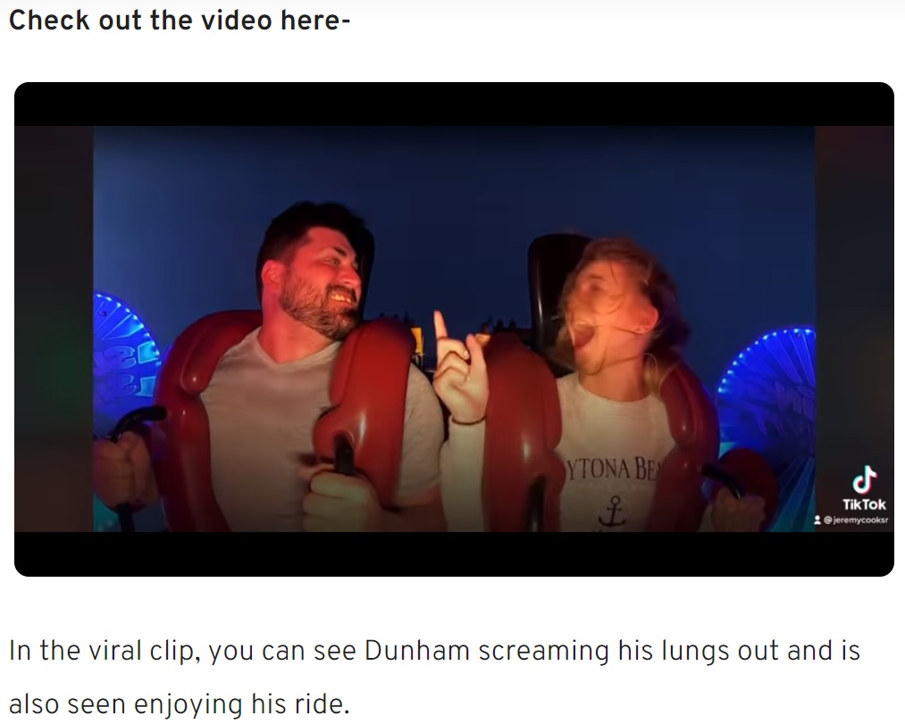 ジェームズさんの歯抜け姿を見たアダリーさんは大爆笑（画像は『MensXP.com　2021年5月18日付「Man’s Tooth Flies Out Of His Mouth During Crazy Ride ＆ The Video Is Too Hilarious To Watch」』のスクリーンショット）
