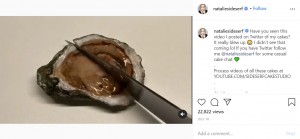 まるで本物のようなカキのケーキ（画像は『Natalie Sideserf　2020年7月16日付Instagram「Have you seen this video I posted on Twitter of my cakes?」』のスクリーンショット）