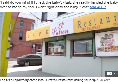 赤ちゃんが置き去りにされたレストラン「エル・パトロン」（画像は『The US Sun　2021年5月21日付「TOT DUMPED Shocking moment New Jersey girl, 14, hands newborn baby to stranger in Mexican restaurant and flees」（Credit: ABC7）』のスクリーンショット）