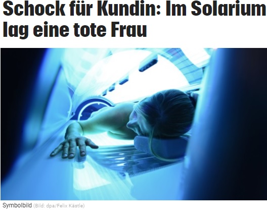 日焼けサロンの管理体制を問う声も（画像は『Kronen Zeitung 　2021年5月25日付「Schock für Kundin: Im Solarium lag eine tote Frau」（Bild: dpa/Felix Kästle）』のスクリーンショット）