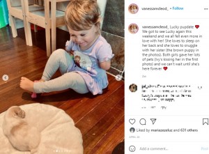 生まれつき前腕がないアイヴィちゃんと子犬のラッキー（画像は『Vanessa McLeod　2021年4月26日付Instagram「Lucky pupdate」』のスクリーンショット）