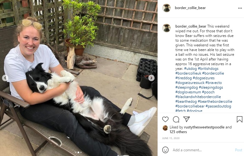 ソフィーさんとリラックスするベアー（画像は『Bear Tennant　2020年6月15日付Instagram「This weekend wiped me out.」』のスクリーンショット）