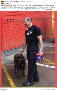 ハンドラーとともに活躍したディグビー（画像は『Devon and Somerset Fire and Rescue Service　2021年6月18日付Facebook「Thank you Digby」』のスクリーンショット）