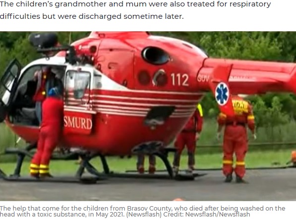 8歳女児を搬送したヘリコプター（画像は『7NEWS.com.au　2021年6月2日付「Siblings aged 7, 8 and 9 die after mum applies wrong ‘solution’ to cure headlice」（Credit: Newsflash/Newsflash）』のスクリーンショット）