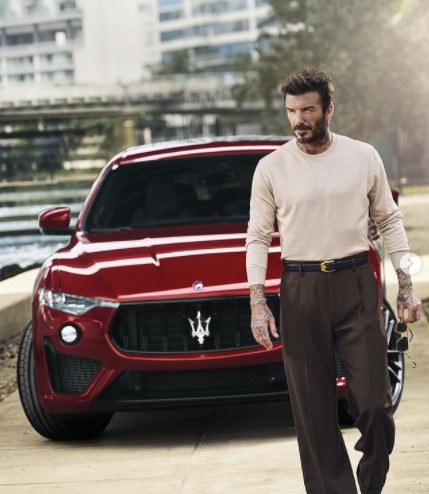 「マセラティ」のアンバサダーを務めるロメオの父デヴィッド・ベッカム（画像は『Maserati　2021年4月15日付Instagram「Iconic, powerful, stylish. Maserati and David Beckham: Two of a kind.」』のスクリーンショット）
