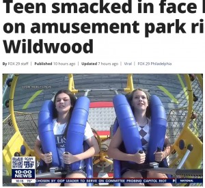 発射直前、この後に起こる悲劇など想像もしていない様子（画像は『FOX 29 News Philadelphia　2021年7月23日付「Teen smacked in face by seagull on amusement park ride in Wildwood」』のスクリーンショット）