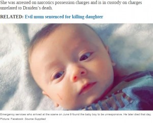 浴槽内で溺死したとみられているドレイデン君（画像は『news.com.au　2021年8月8日付「Baby drowns in bath tub after “drugged’ mum passes out」（Picture: Facebook Source:Supplied）』のスクリーンショット）