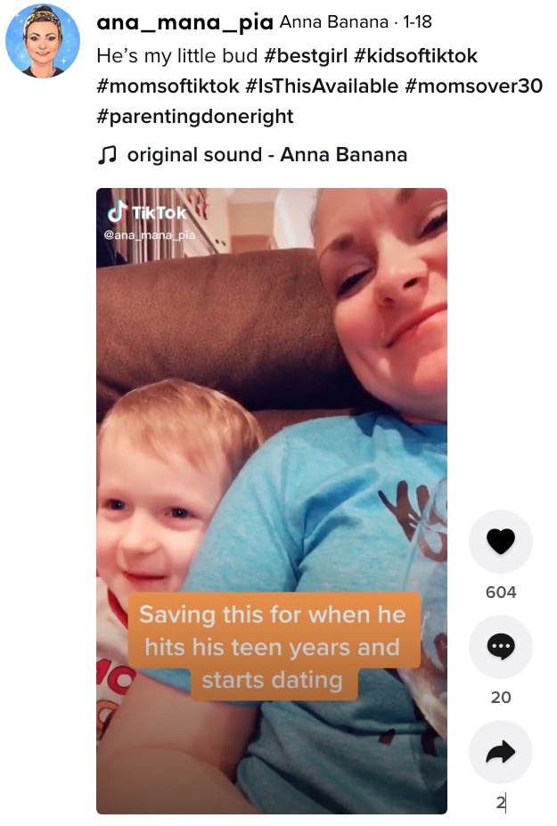 自分の前世のことを語った息子（画像は『Anna Banana　2021年1月18日付TikTok「He’s my little bud」』のスクリーンショット）