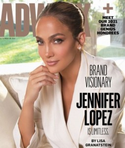 『Adweek』誌の表紙を飾ったジェニファー（画像は『Adweek　2021年9月20日付Instagram「In our Brand Genius issue, entertainment icon and Adweek Brand Visionary Jennifer Lopez discusses how she’s turned her globally recognizable platform into a billion-dollar beauty and fashion empire.」』のスクリーンショット）
