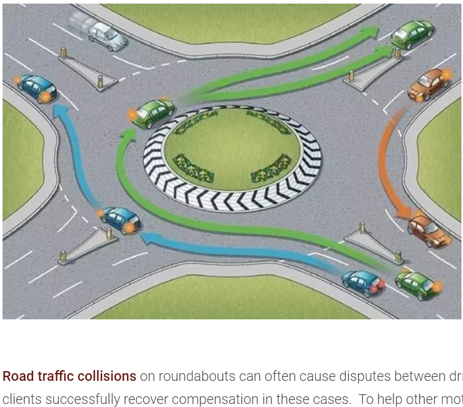 ルールを守らないと大きな事故に繋がってしまうラウンドアバウト（画像は『JMK Solicitors　「Roundabout collision - Am I at fault?」』のスクリーンショット）