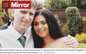 キーラさんと、亡くなったブライアンさん（画像は『The Mirror　2021年9月20日付「Nurse became single mum at 25 so her terminally-ill dad could meet his grandchild」（Image: CATERS NEWS）』のスクリーンショット）