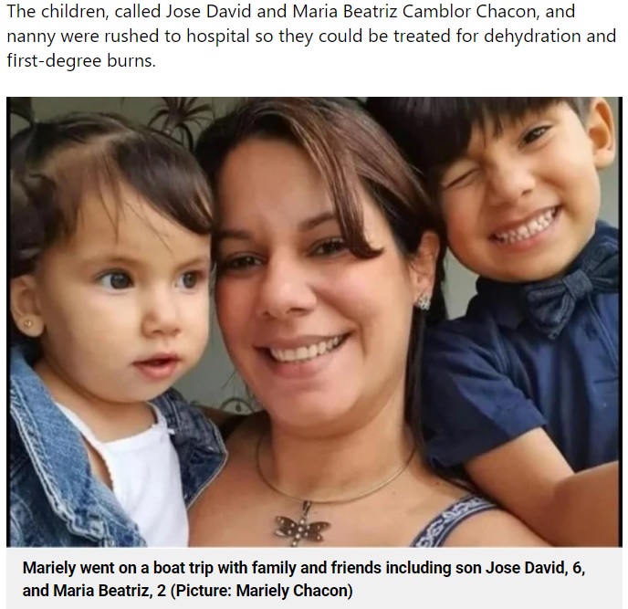 子供たちを助けるために自ら犠牲になった40歳の母親（画像は『Metro　2021年9月17日付「Shipwrecked mum dies at sea after drinking own urine to save her children」（Picture: Mariely Chacon）』のスクリーンショット）