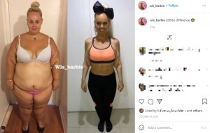 90キロ以上も減量したケイラさん（画像は『Kayla Lavende　2020年10月24日付Instagram「200lbs difference」』のスクリーンショット）