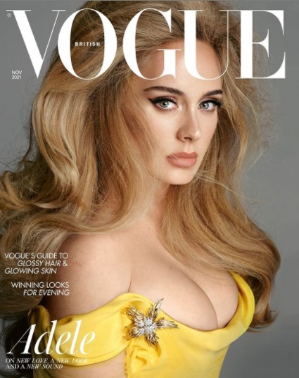 英版『VOGUE』の表紙を飾ったアデル（画像は『Adele　2021年10月7日付Instagram「Imagine four larger」』のスクリーンショット）
