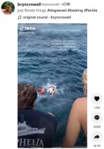【海外発！Breaking News】海のど真ん中で迷子になった子犬、通りかかったボートに救出される（米）＜動画あり＞