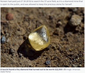 色の鮮やかさや濃さによっては330万円相当の価値が（画像は『The Mirror　2021年10月6日付「Tourist finds tiny diamond that’s worth ￡22k - and is allowed to keep it」（Image: Arkansas State Parks）』のスクリーンショット）