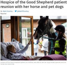 【海外発！Breaking News】余命僅かの女性が願った最後の面会　愛馬の姿を見て笑顔に（英）