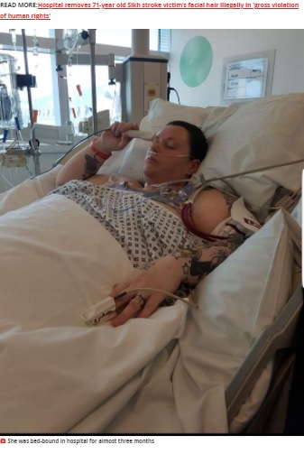 3か月の入院生活を強いられたサラさん（画像は『MyLondon　2021年10月8日付「Mum left disabled after C-section complications and now can’t walk for more than 5 minutes」』のスクリーンショット）