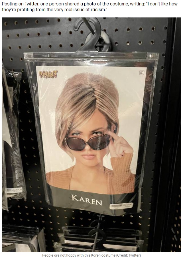 実際に販売されている“カレン”のコスプレ衣装（画像は『Tyla　2021年10月4日付「People Are Not Happy With This Karen Halloween Costume」（Credit: Twitter）』のスクリーンショット）