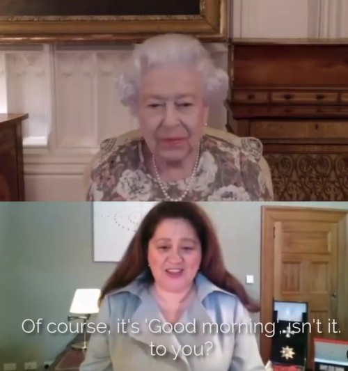 ニュージーランドの新総督とビデオ対談したエリザベス女王（画像は『The Royal Family　2021年10月19日付Instagram「Good evening, ＠GovGeneralNZ!」』のスクリーンショット）