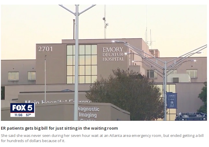 テイラーさんが駆け込んだエモリー・デケーター病院（画像は『FOX 5 Atlanta　2021年10月29日付「Woman billed ＄700 after sitting in ER waiting room for 7 hours, leaving without treatment」』のスクリーンショット）