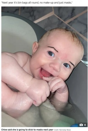 【海外発！Breaking News】コスプレで赤ちゃんにメイクした母親　1週間も立派な眉毛が消えず困惑もSNSで爆笑の声（英）