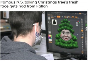 最新技術を駆使し、15年ぶりに生まれ変わったクリスマスツリー（画像は『Atlantic News　2021年11月25日付「Famous N.S. talking Christmas tree’s fresh face gets nod from Fallon」』のスクリーンショット）