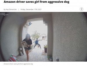 ローレンさんの叫び声を聞いてすぐに駆けつけたステファニーさん（画像は『KSNV　2021年12月17日付「Amazon driver saves girl from aggressive dog」』のスクリーンショット）