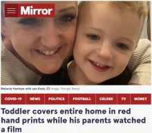 【海外発！Breaking News】絵の具を見つけた2歳息子が盛大なイタズラ、ホラーの映画のような惨劇に母親絶句（英）