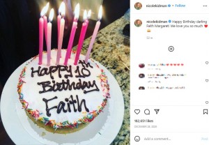 2020年、フェイスちゃんの10歳の誕生日に公開した写真（画像は『Nicole Kidman　2020年12月28日付Instagram「Happy Birthday darling Faith Margaret!」』のスクリーンショット）