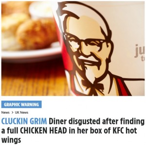 【海外発！Breaking News】英KFCのレッドホットウイングに鶏の頭が混入、写真つきレビューに「トラウマ級」の声（英）