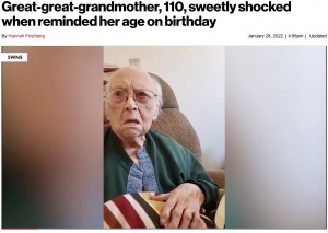 【海外発！Breaking News】110歳のおばあちゃん、誕生日に自分の年齢を聞かされるも「そんなの信じるもんか」（米）＜動画あり＞