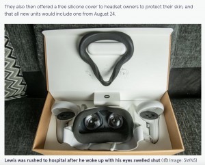 祖父母からクリスマスプレゼントとして贈られた「Oculus Quest 2」（画像は『The Mirror　2021年12月30日付「Boy, 13, rushed to hospital after allergic reaction to VR headset he got for Christmas」（Image: SWNS）』のスクリーンショット）