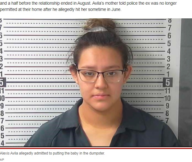 殺人未遂と児童虐待の容疑で逮捕されたアレクシス（画像は『New York Post　2022年1月10日付「Shocking footage shows teen mom tossing newborn into dumpster in New Mexico」（AP）』のスクリーンショット）