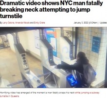 【海外発！Breaking News】運賃320円、NY地下鉄の改札機を飛び越えようとした28歳男性　首の骨を折って死亡＜動画あり＞