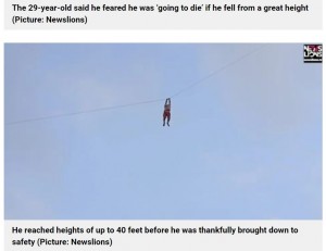 【海外発！Breaking News】凧揚げ中に地上12mまで舞い上がってしまった男性「恐ろしい体験だった」（スリランカ）＜動画あり＞