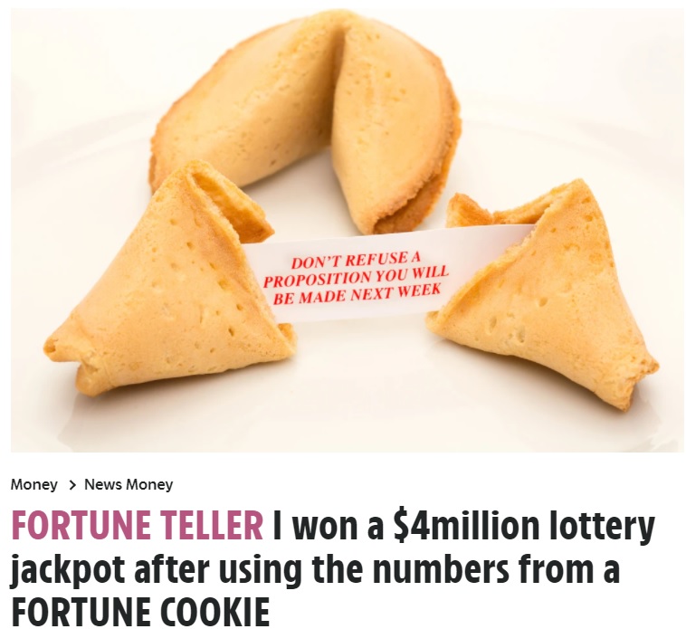 フォーチュン・クッキーが大きな幸運をもたらすことに（画像は『The Sun US　2022年1月26日付「FORTUNE TELLER I won a ＄4million lottery jackpot after using the numbers from a FORTUNE COOKIE」』のスクリーンショット）