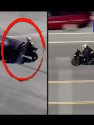 【海外発！Breaking News】米ロス警察に追跡されるオートバイ、生放送中に車と正面衝突で宙を舞う＜動画あり＞