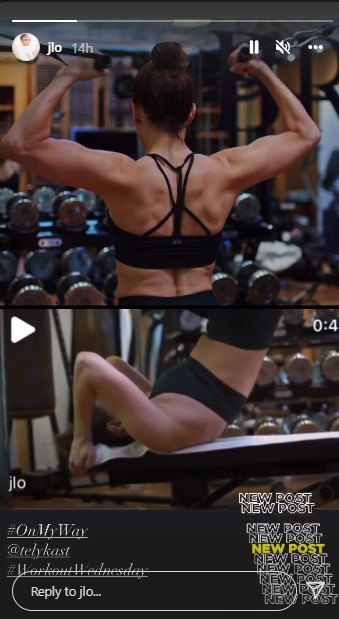 激しいトレーニングをするジェニファー（画像は『Jennifer Lopez　2022年1月19日付Instagram』のスクリーンショット）