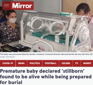 【海外発！Breaking News】死産を宣告された赤ちゃん　葬儀スタッフが「息をしている」と気付き命を救われる（ブラジル）