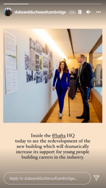 改装したBAFTA本部を見学するウィリアム王子（画像は『Duke and Duchess of Cambridge　2022年1月27日付Instagram』のスクリーンショット）