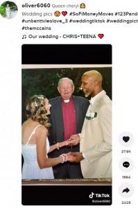 愛を誓った2人（画像は『Queen cheryl　2021年10月5日付TikTok「Wedding pics」』のスクリーンショット）